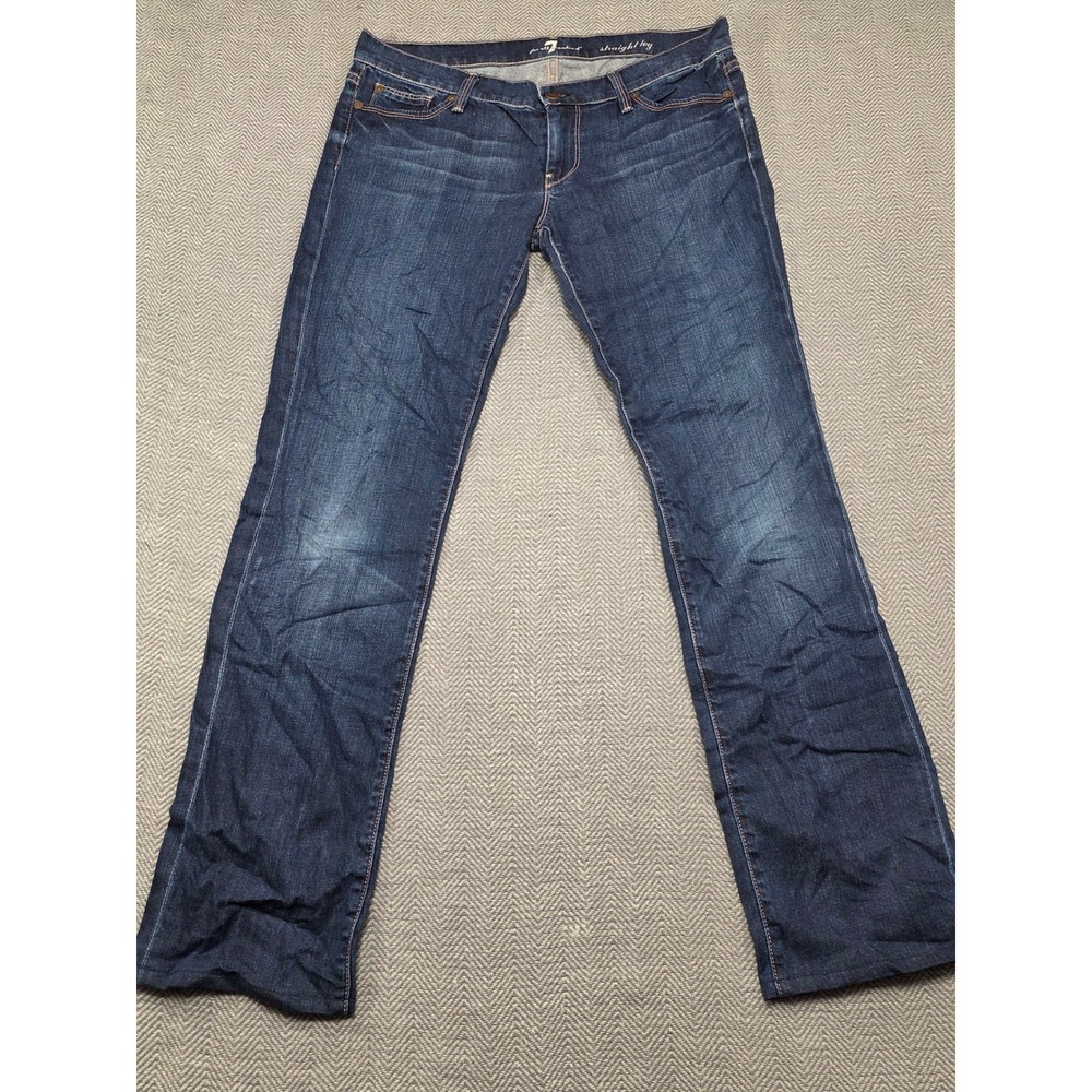 7 For All Mankind‎ Straight Leg Jeans Dark Wash Blue Denim Size 30 USA Made